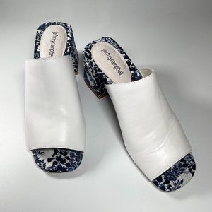 Jeffrey Campbell "Perpetua" mules, blue and white, size 8.5